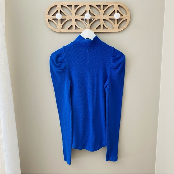 Free People Long Sleeve Turtleneck Top Blue Sz Small - Picture 6 of 8